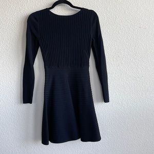 Top Shop Black Jersey Ribbed Mini Dress, size 6, lace up in back, wore twice